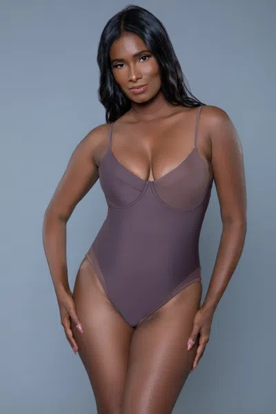 Truedames Charlotte One-piece Swimsuit With Adjustable Straps And Keyhole Back In Brown