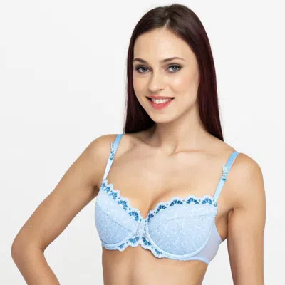 Truedames Charm Lace Padded Balcony Bra In Blue