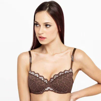 Truedames Charm Lace Padded Balcony Bra In Brown