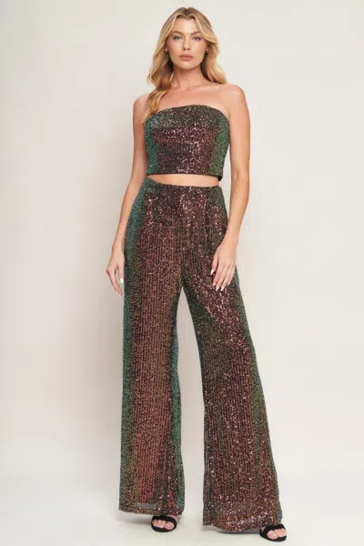Truedames Charming Composure Sequin Top And Bottom Set In Multi