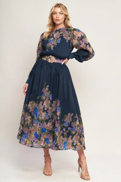 Truedames Charming Tapestry Woven Midi Dress In Blue