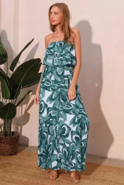 Truedames Chasing Petals Strapless Maxi Dress In Multi