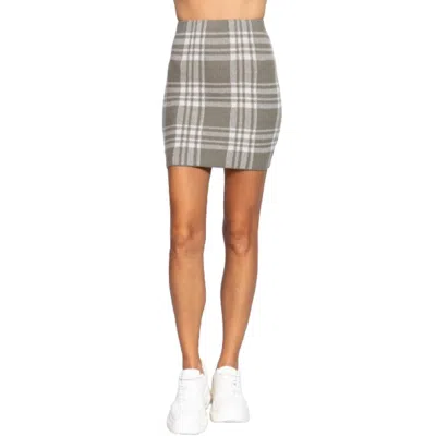 Truedames Check Jacquard Sweater Mini Skirt In Gray