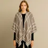 Truedames Check Pattern Print Ruana Poncho In Neutral