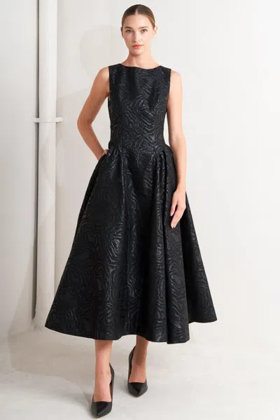 Truedames Check Yourself Black Woven Midi Dress
