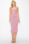 Truedames Checker Front Knot Smocked Midi Dress In Pink