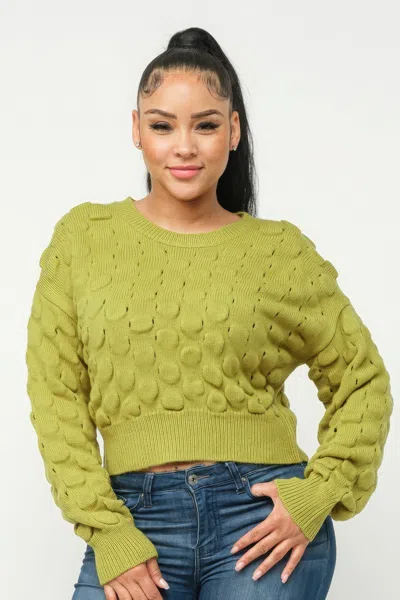 Truedames Checker Sweater Top In Green