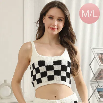 Truedames Checkered Drop Tank Top In Black
