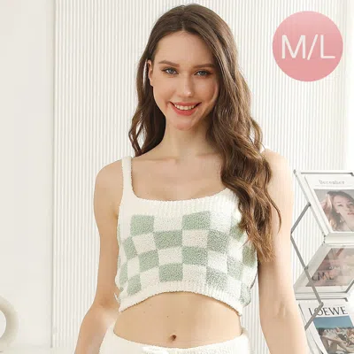 Truedames Checkered Drop Tank Top In Green