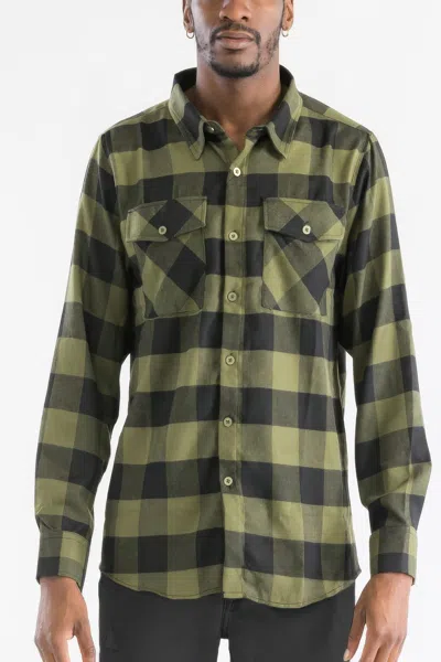 Truedames Checkered Long Sleeve Flannel Shirt In Black