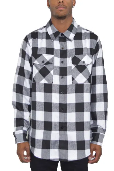 Truedames Checkered Long Sleeve Flannel Shirt In White