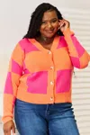 Truedames Checkered V-neck Dropped Shoulder Cardigan In Multi