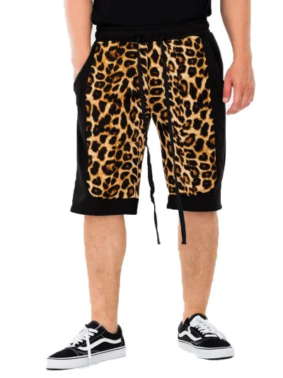 Truedames Cheetah Contrast Shorts In Brown