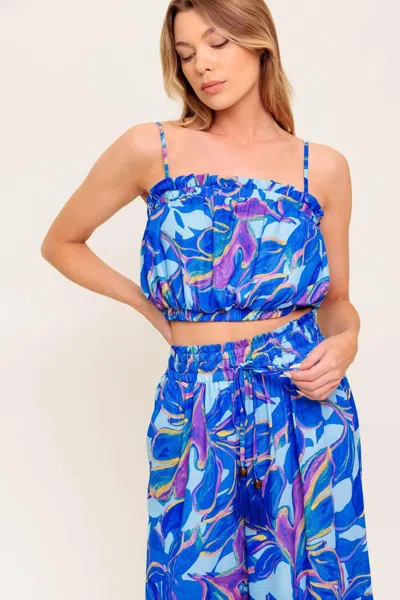 Truedames Cherished Kiss Blue Woven Top And Pants Set