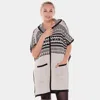 Truedames Chevron Hooded Long Cardigan In White