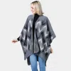 Truedames Chevron Pattern Cape In Gray