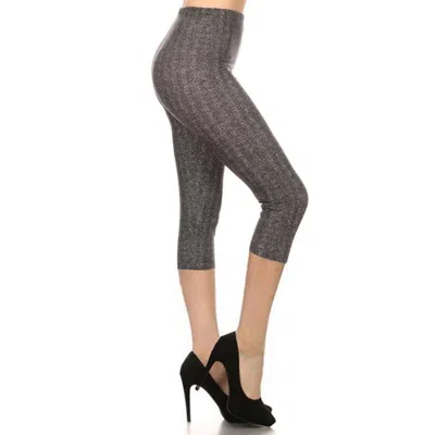 Truedames Chevron Print, High Waisted Capri Leggings In Grey