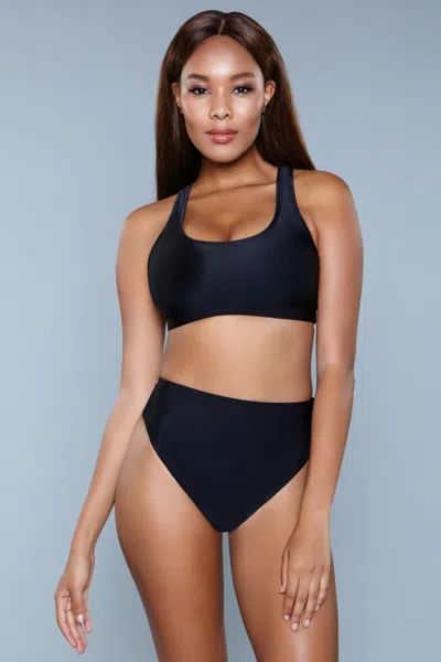 Truedames Chic Deep U-back Swim Set In Black