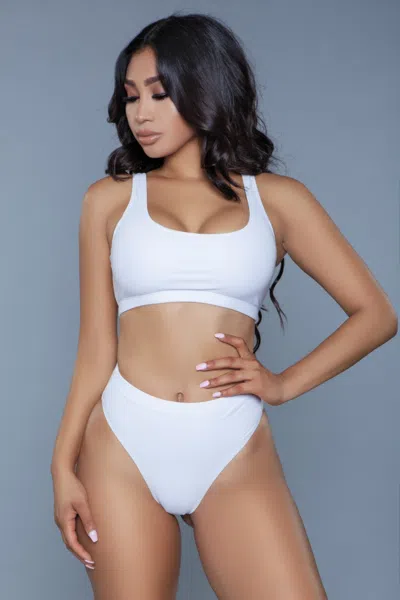 Truedames Chic Deep U-back Swim Set In White