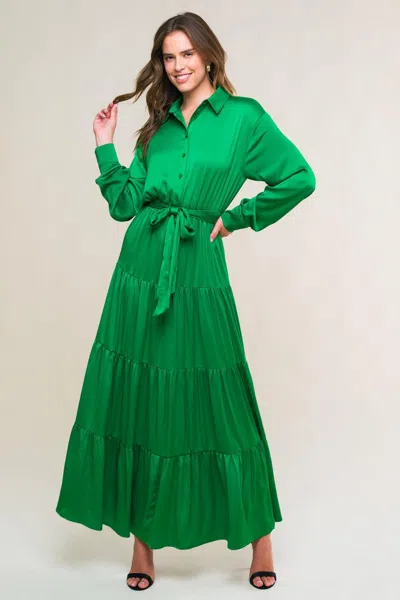 Truedames Chic Intent Bright Woven Midi Dress In Green