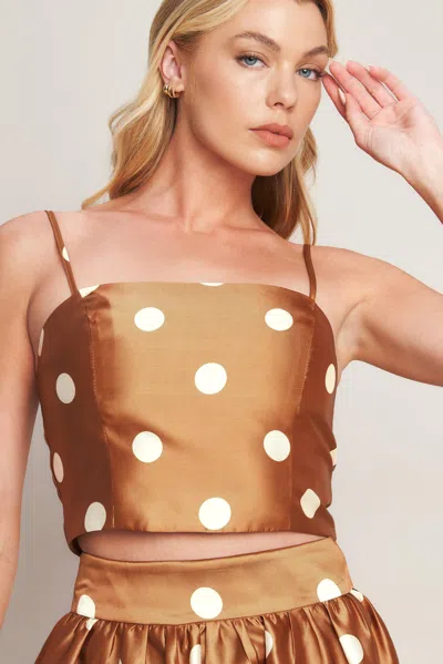 Truedames Chic Polka Flow Woven Top In Brown