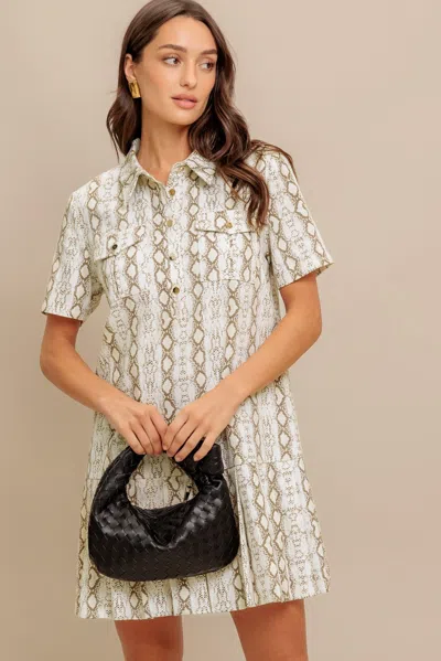 Truedames Chic Python Woven Mini Dress In White
