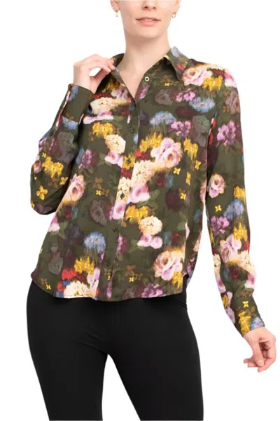 Truedames Chiffon Floral Blouse In Green