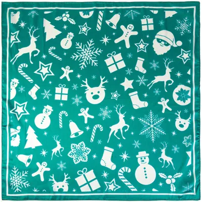 Truedames Christmas Pattern Square Bandana Scarf In Green