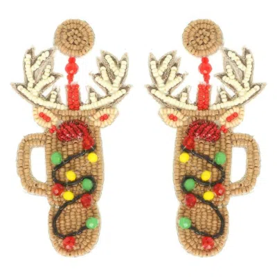 Truedames Christmas Rudolph's Cup Post Earrings In Brown