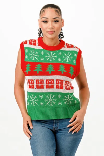 Truedames Christmas Vest Sweater In Green