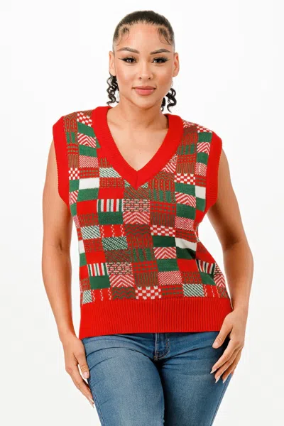 Truedames Christmas Vest Sweater In Red