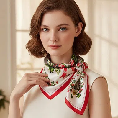 Truedames Christmas Wreath Print Square Bandana Scarf In Multi