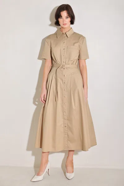 Truedames Cinched Couture Woven Midi Dress In Brown
