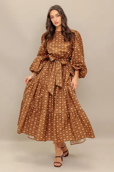 Truedames Cinnamon Waltz Woven Midi Dress In Brown