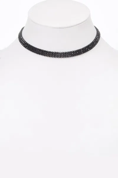 Truedames Circle Rhinestone Party Choker Necklace In Black