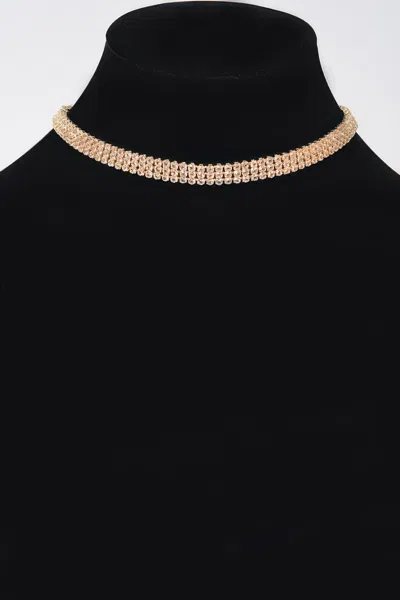 Truedames Circle Rhinestone Party Choker Necklace In Gold