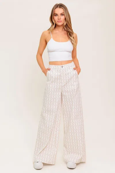Truedames Citrus Flow Ivory Woven Pants In White