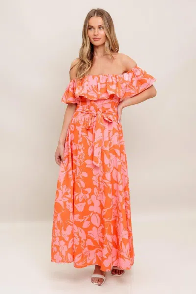 Truedames Citrus Garden Woven Midi Dress In Multi