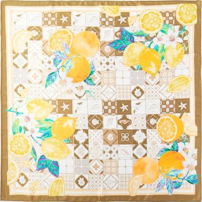 Truedames Citrus Mosaic Print Square Bandana Scarf In Multi