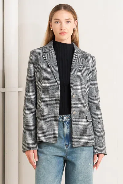 Truedames City Checkline Woolen Woven Jacket In Gray