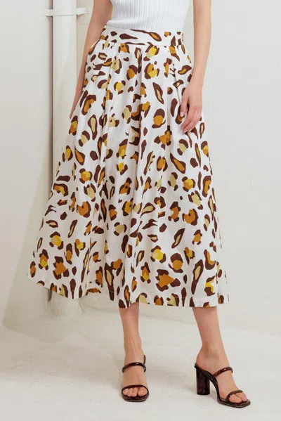 Truedames City Jungle Woven Full Skirt In White