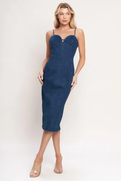 Truedames City Lights Denim Midi Dress In Blue