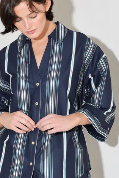 Truedames City Stripe Woven Top In Multi
