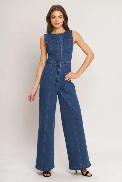 Truedames City Stroll Denim Jumpsuit In Blue