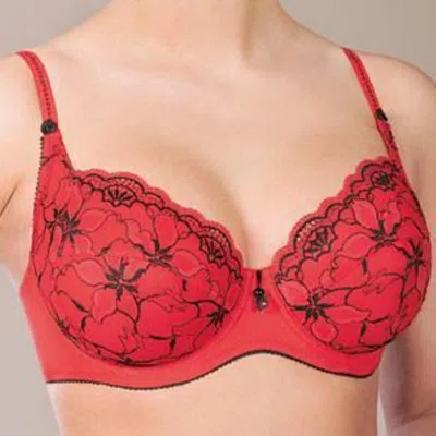 Truedames Classic Full Coverage Lace Bra In Red