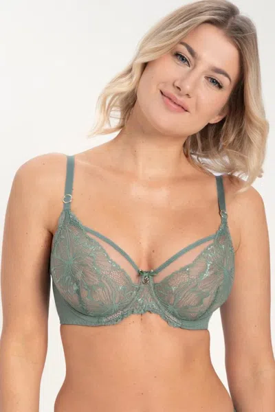 Truedames Classic Lace Plunge Bra In Green