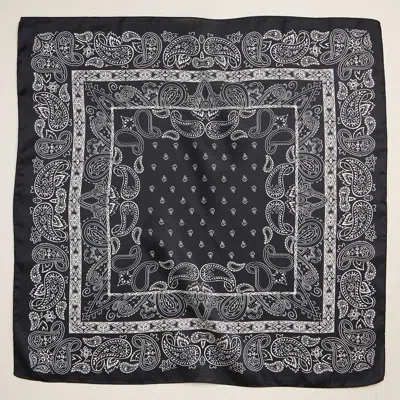Truedames Classic Paisley Pattern Printed Square Silky Satin Scarf In Black