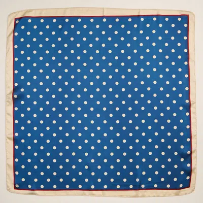 Truedames Classic Polka Dot Square Silky Satin Scarf In Blue