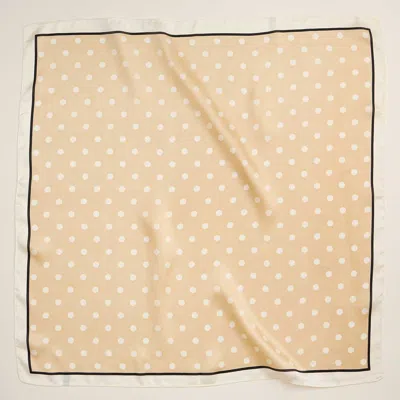 Truedames Classic Polka Dot Square Silky Satin Scarf In Brown