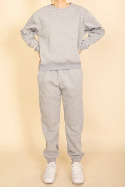 Truedames Classic Poly Fleece Crewneck Pullover In Gray